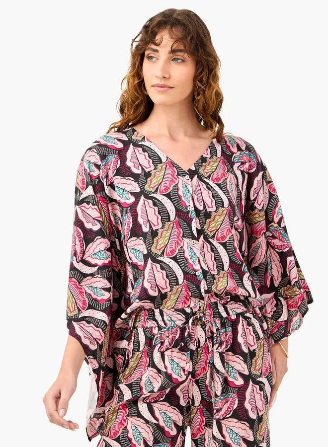 Splash FAV All-Over Print V-neck Top and Pants Set