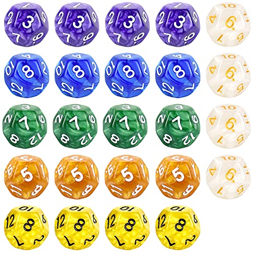 Thyores 24 Pieces 12 Sided Game Dice Polyhedral Dice Set for DND RPG MTG and Other Table Games Mixed Color - Image 1