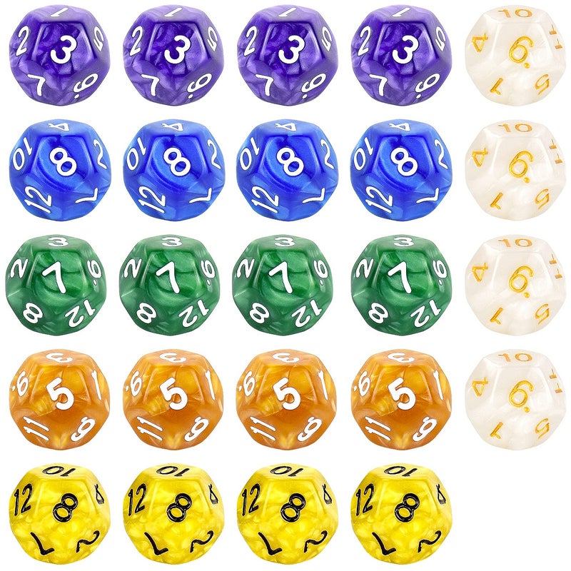 Thyores 24 Pieces 12 Sided Game Dice Polyhedral Dice Set for DND RPG MTG and Other Table Games Mixed Color - Image 3