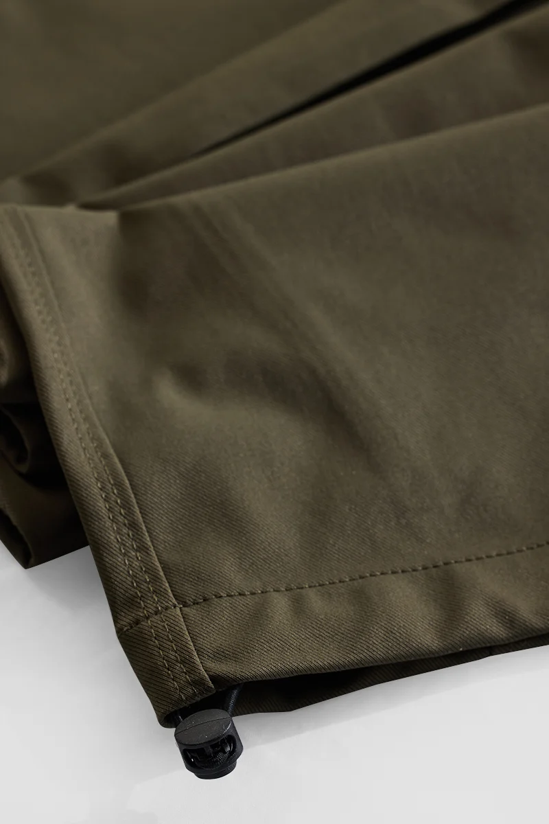 سنيتش Olive Green Solid Relaxed Casual Cargo Pants