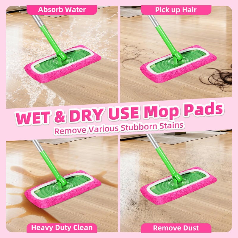 LOVECO Reusable Mop Pads fit Swiffer Sweeper Mop - Microfiber Wet Pads Refill & Machine Washable Dry Sweeping Cloths for Mopping All Sealed Floors - Hardwood, Laminate, Tile & Stone (Mop is not Included) - Image 4