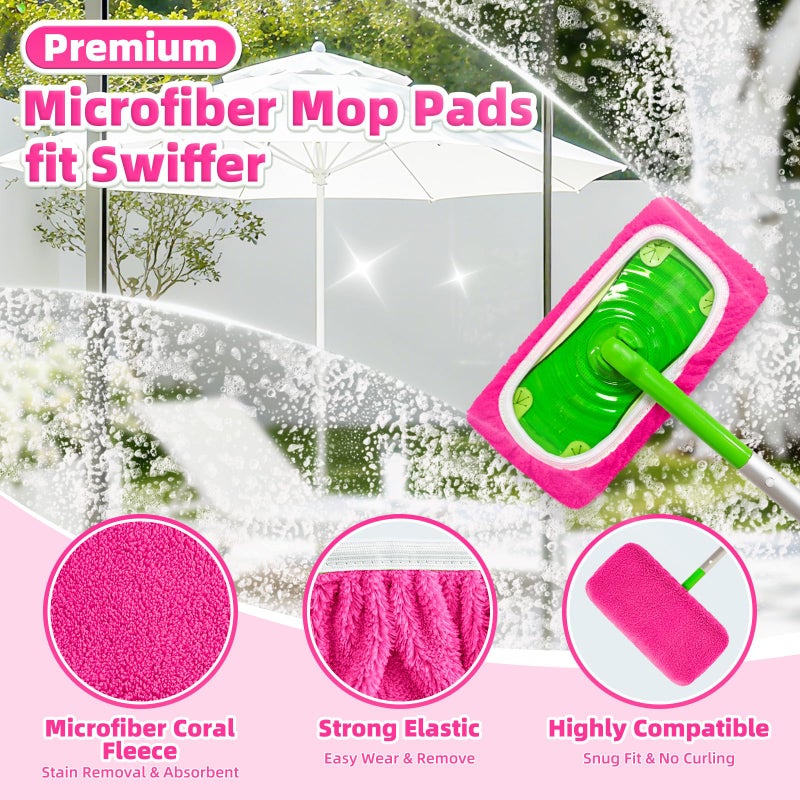 LOVECO Reusable Mop Pads fit Swiffer Sweeper Mop - Microfiber Wet Pads Refill & Machine Washable Dry Sweeping Cloths for Mopping All Sealed Floors - Hardwood, Laminate, Tile & Stone (Mop is not Included) - Image 3