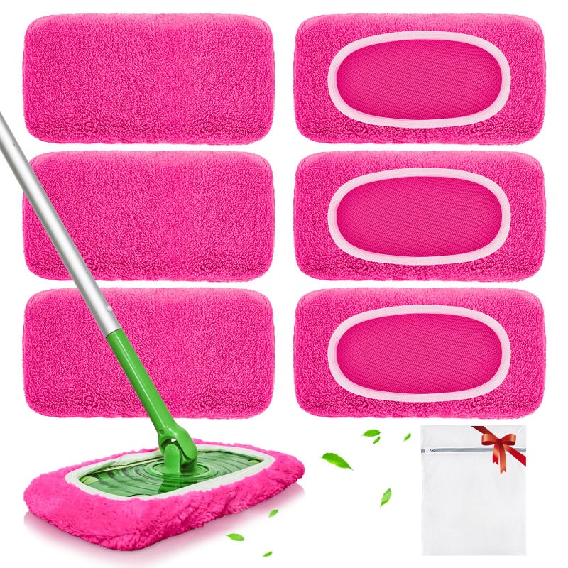 LOVECO Reusable Mop Pads fit Swiffer Sweeper Mop - Microfiber Wet Pads Refill & Machine Washable Dry Sweeping Cloths for Mopping All Sealed Floors - Hardwood, Laminate, Tile & Stone (Mop is not Included) - Image 1