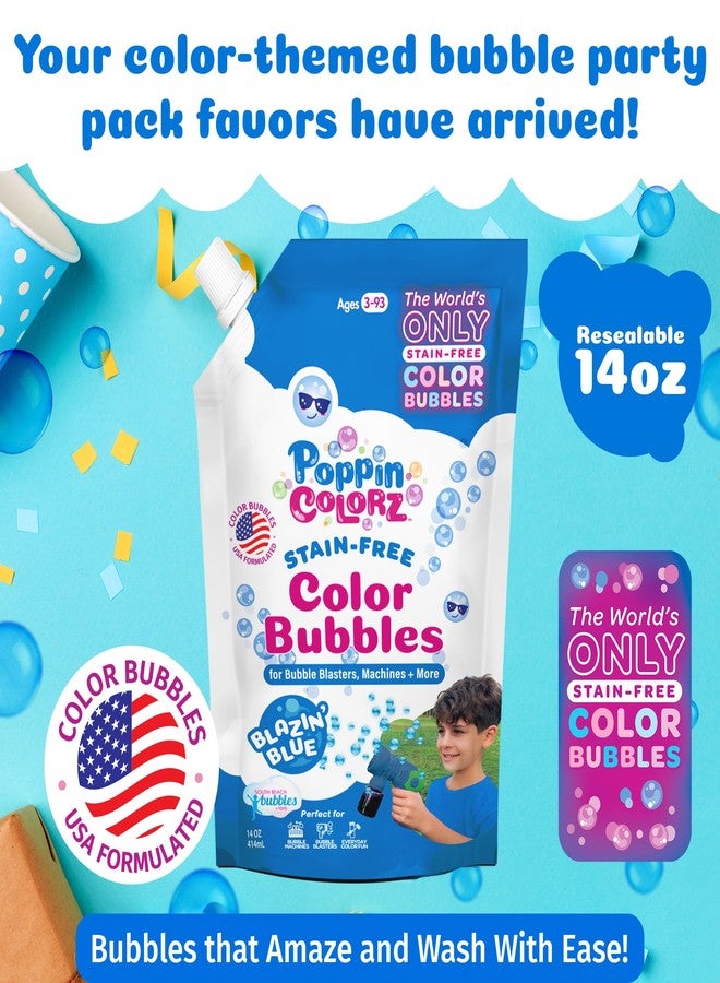 عبوة إعادة تعبئة فقاعات ملونة زرقاء لامعة من PoppinColorz، خالية من البقع، 14 أونصة من محلول الفقاعات لأجهزة تفجير الفقاعات، وجزّازات العشب، والآلات، وحفلات الأطفال، وحفلات استقبال المولود، وحفلات الكشف عن جنس المولود، للاستخدام الخارجي وللأعمار من 3 سنوات فما فوق - Image 2