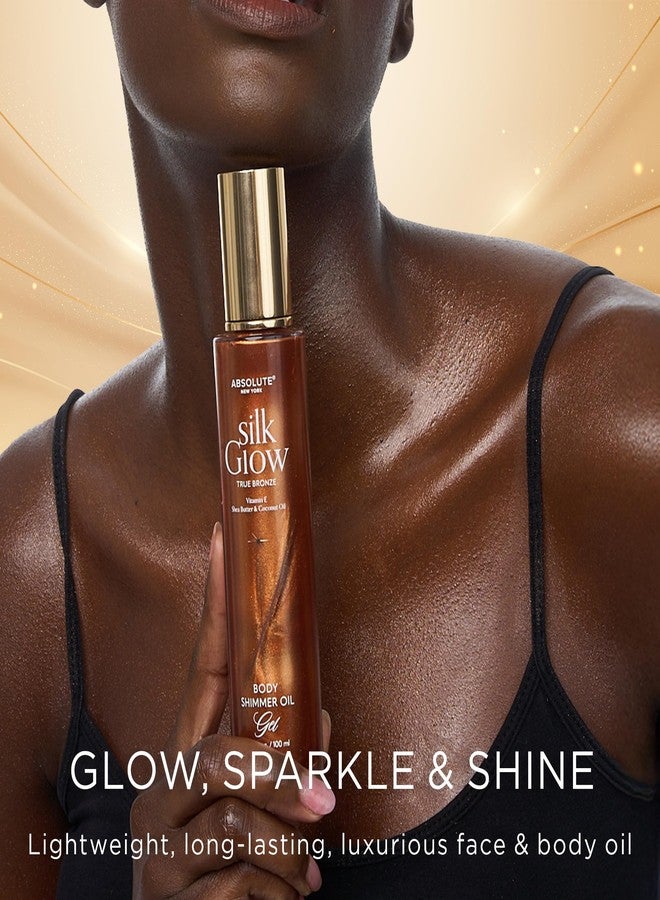Absolute New York - Silk Glow Shimmer Mist Glow, Radiant, Shimmer Body & Face & Hair, Shea Butter, Coconut Oil, Vitamin E (SBGS06 True Bronze Oil Gel, 3.4 fl oz) - Image 2
