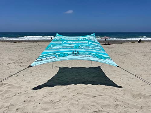 Neso Portable Beach Tent Sun Shelter with Sand Anchor Lightweight Beach Shade Canopy Easy Setup for Family Outings Patented Reinforced Corners UPF 50 Sun Protection 7 x 7ft Swells - Image 1