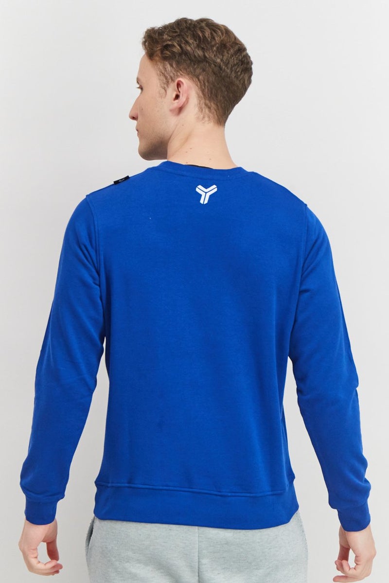 JOHN RICHMOND Men Sportswear Fit Crew Neck Brand Logo Long Sleeve Sweatshirt, Blue - Image 2