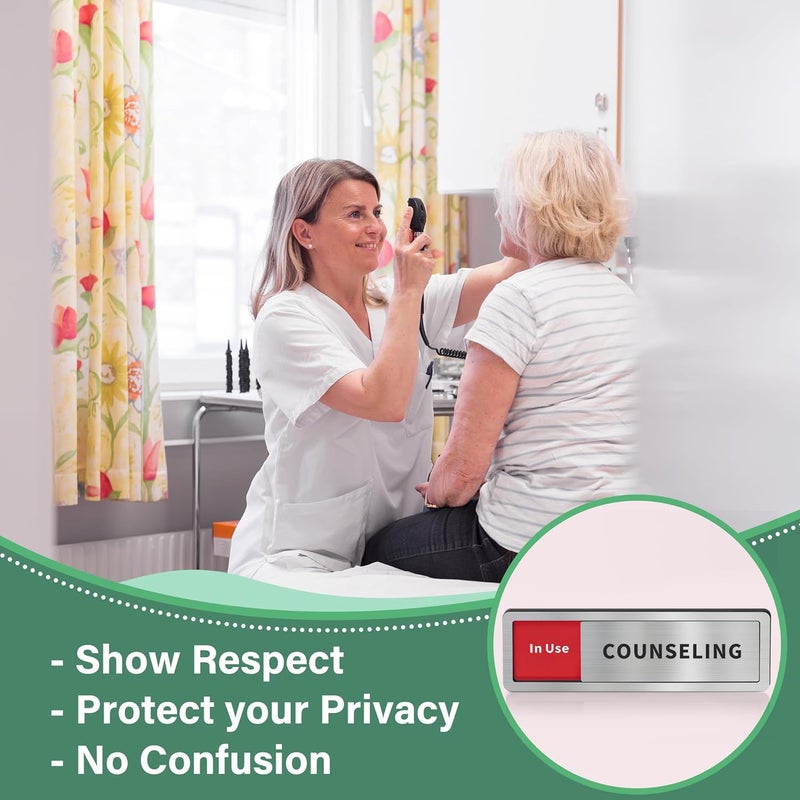 Abudada Counseling Room Door Sign with Slider, Do Not Disturb Privacy Office Sign, In Use/Available Acrylic Sliding Indicator for Business Hospital Home, Brushed Silver 8" x 2.6" - Image 3