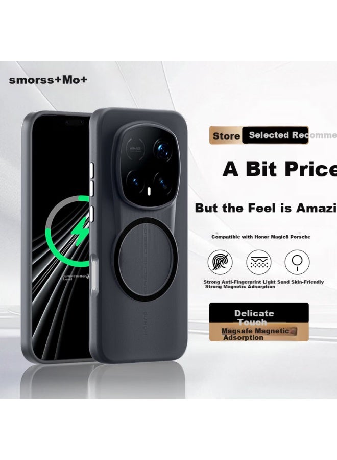 Smorss Skin-feel Magnetic Case For Honor Magic8 Rsr Porsche Phone Case Honor Protective Cover Magnetic Full-body Drop-proof Ultra-thin Anti-fingerprint Simple Black Uni