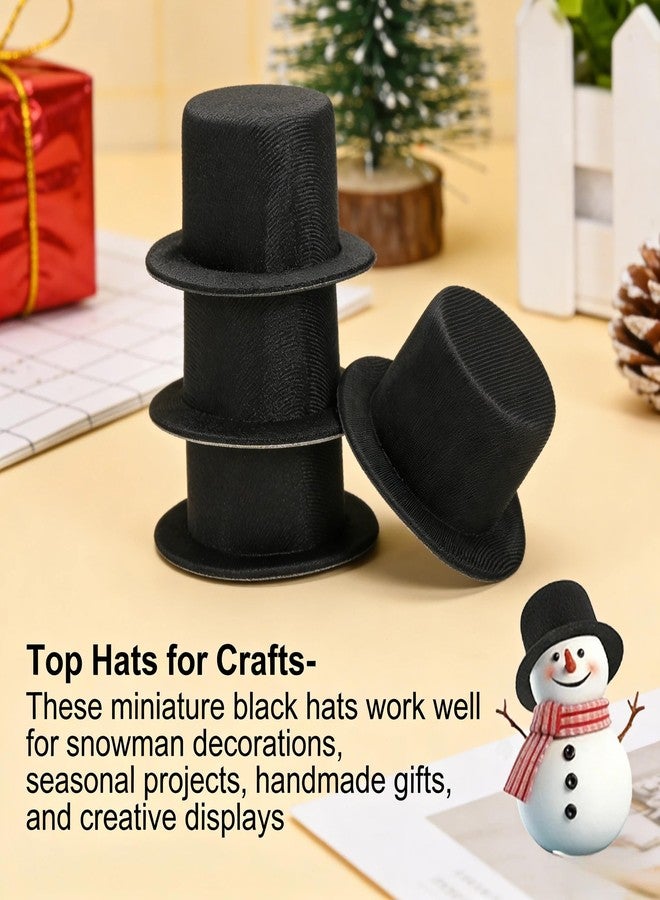 VOSCHOIX 4PCS Black Top Hats for Dolls,Miniature Snowman Tiny Top Hats for DIY Crafts Doll Decorations and Christmas Party Hair Decoration - Image 4