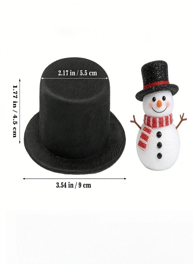 VOSCHOIX 4PCS Black Top Hats for Dolls,Miniature Snowman Tiny Top Hats for DIY Crafts Doll Decorations and Christmas Party Hair Decoration - Image 3