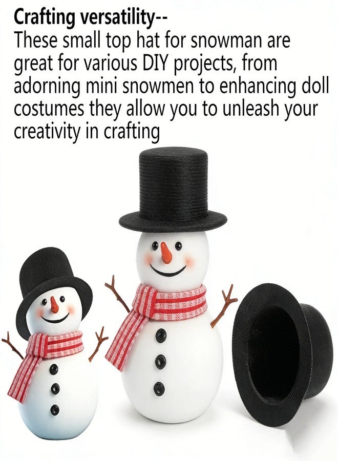 VOSCHOIX 4PCS Black Top Hats for Dolls,Miniature Snowman Tiny Top Hats for DIY Crafts Doll Decorations and Christmas Party Hair Decoration - Image 2