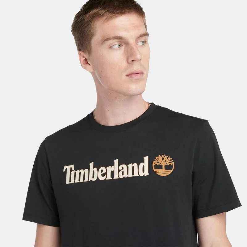 Timberland Black Men's Linear Logo T-Shirt for Men | Best Price UAE