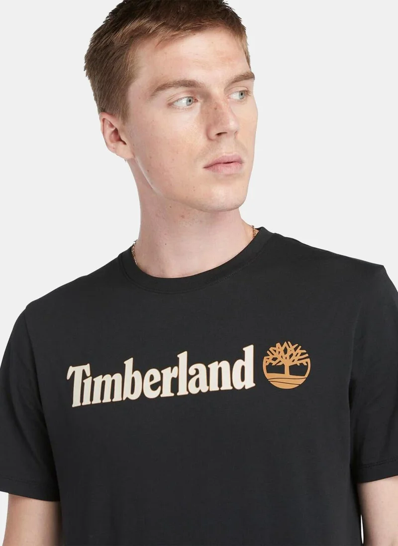 Timberland Black Men's Linear Logo T-Shirt for Men | Best Price UAE
