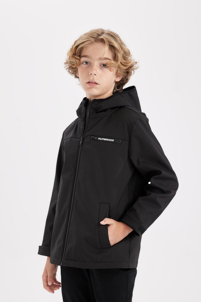 DeFacto Boy Hooded Water Repellent Fleece Lined Raincoat  - Image 3