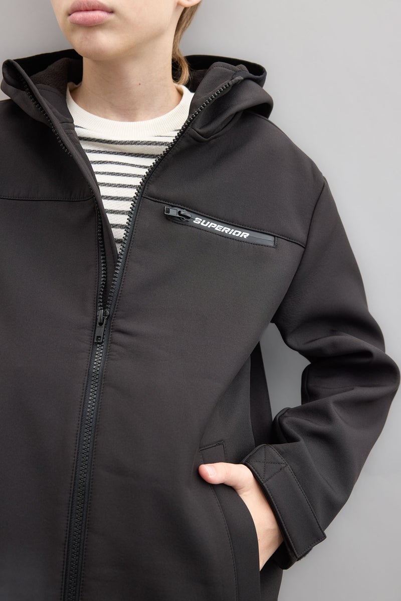 DeFacto Boy Hooded Water Repellent Fleece Lined Raincoat  - Image 4