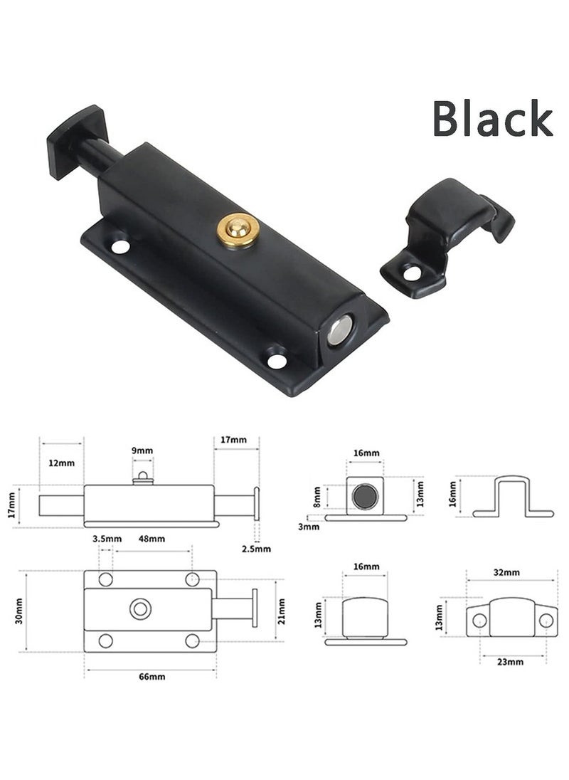 SYOSI 2 Pack Polished Chrome Door Bolt Bathroom Lock Portable Silver Black Bolts for Internal Doors  - Image 4