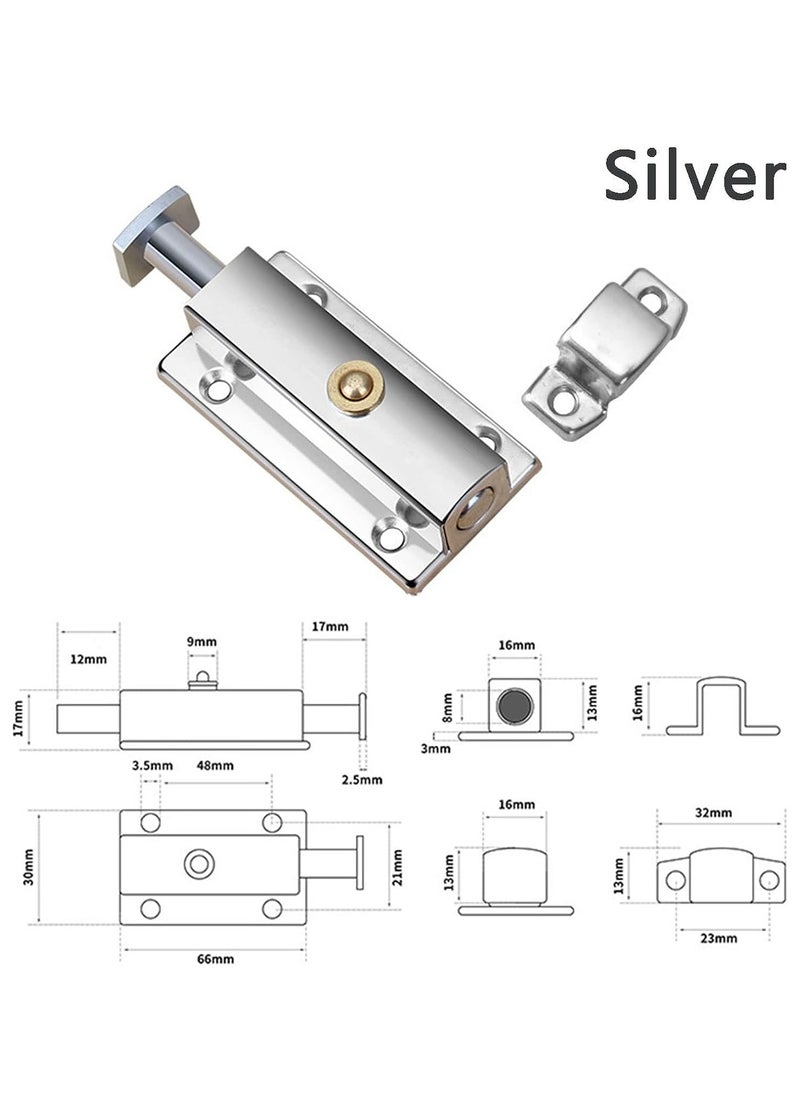 SYOSI 2 Pack Polished Chrome Door Bolt Bathroom Lock Portable Silver Black Bolts for Internal Doors  - Image 5