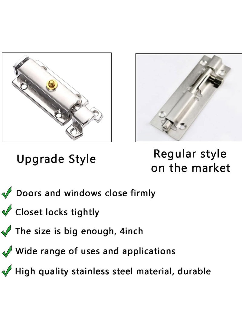 SYOSI 2 Pack Polished Chrome Door Bolt Bathroom Lock Portable Silver Black Bolts for Internal Doors  - Image 2
