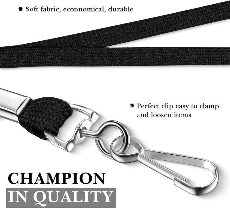 NSSP Tubeless Flat Lanyard ID Badge Lanyards with Swivel J-Hook for ID Name Tags and Badge Holders (Black) Pack of 5 - Image 2