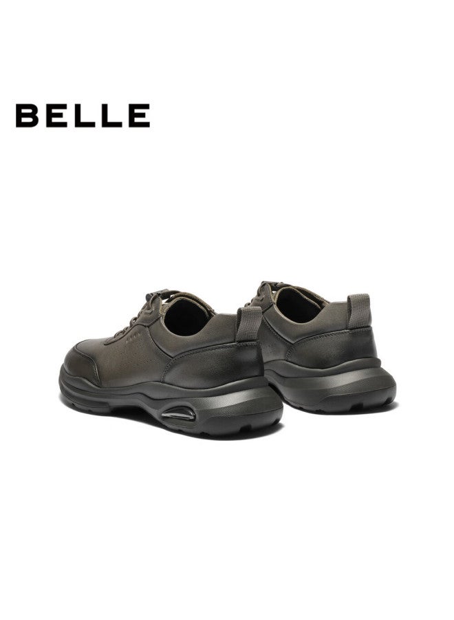 Belle Lightweight Thick-soled Casual Men's Shoes Mall Same Style Cowhide Business Sports Shoes 8gz01bm4 Gray Size 40 - Image 2