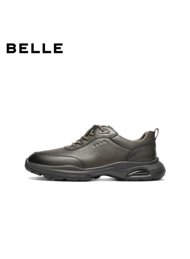 Belle Lightweight Thick-soled Casual Men's Shoes Mall Same Style Cowhide Business Sports Shoes 8gz01bm4 Gray Size 40 - Image 1