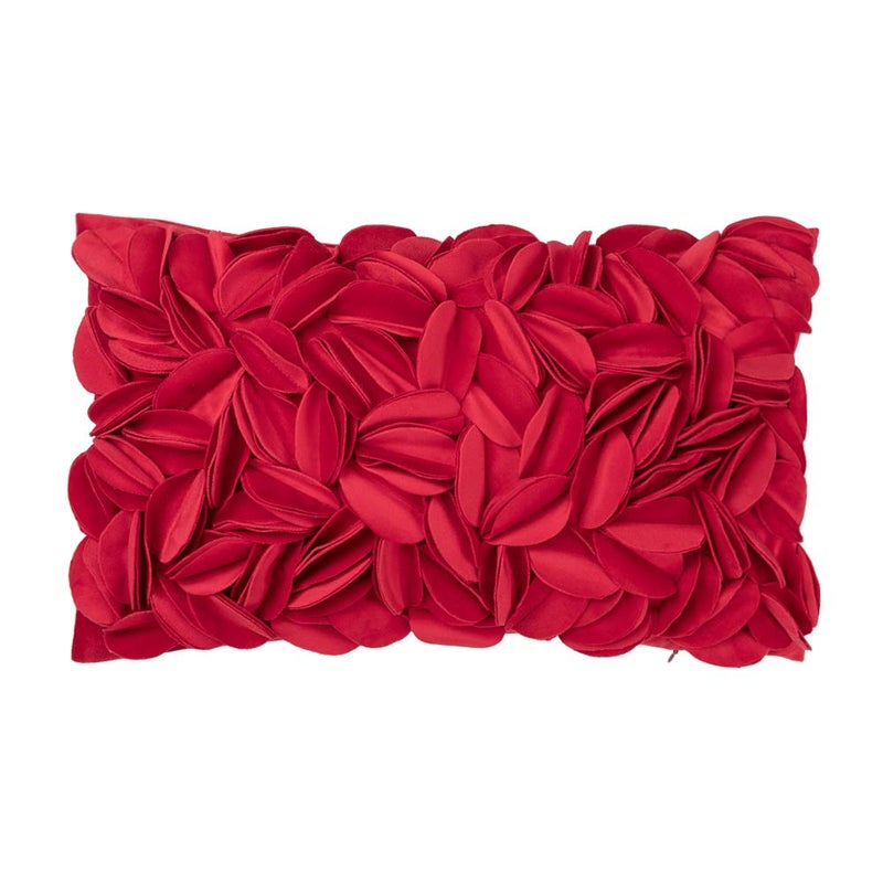 KINGROSE Handmade 3D Flower Throw Pillow Cover Decorative Cushion Cover Soft Pillow Case Sham for Sofa Couch Bed Living Room Home 12 X 20 Inches Velvet Christmas Red