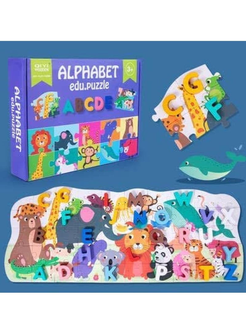 ألغاز تعليمية للأبجدية، ألغاز خشبية تعليمية للأبجدية للأطفال من عمر سنتين إلى أربع سنوات. - Image 1