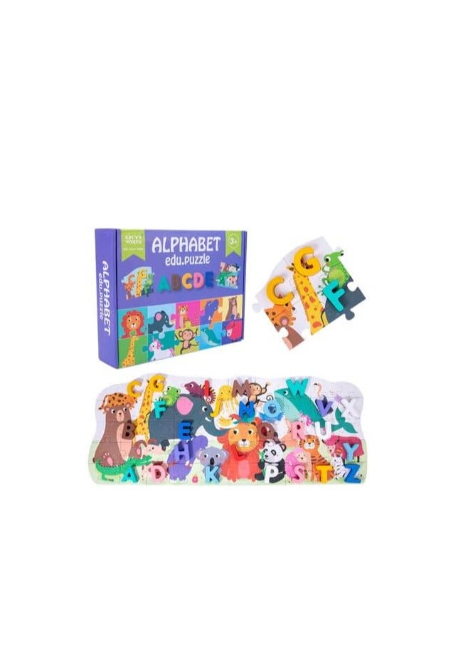 ألغاز تعليمية للأبجدية، ألغاز خشبية تعليمية للأبجدية للأطفال من عمر سنتين إلى أربع سنوات. - Image 2