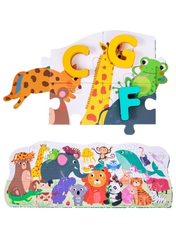 ألغاز تعليمية للأبجدية، ألغاز خشبية تعليمية للأبجدية للأطفال من عمر سنتين إلى أربع سنوات. - Image 5