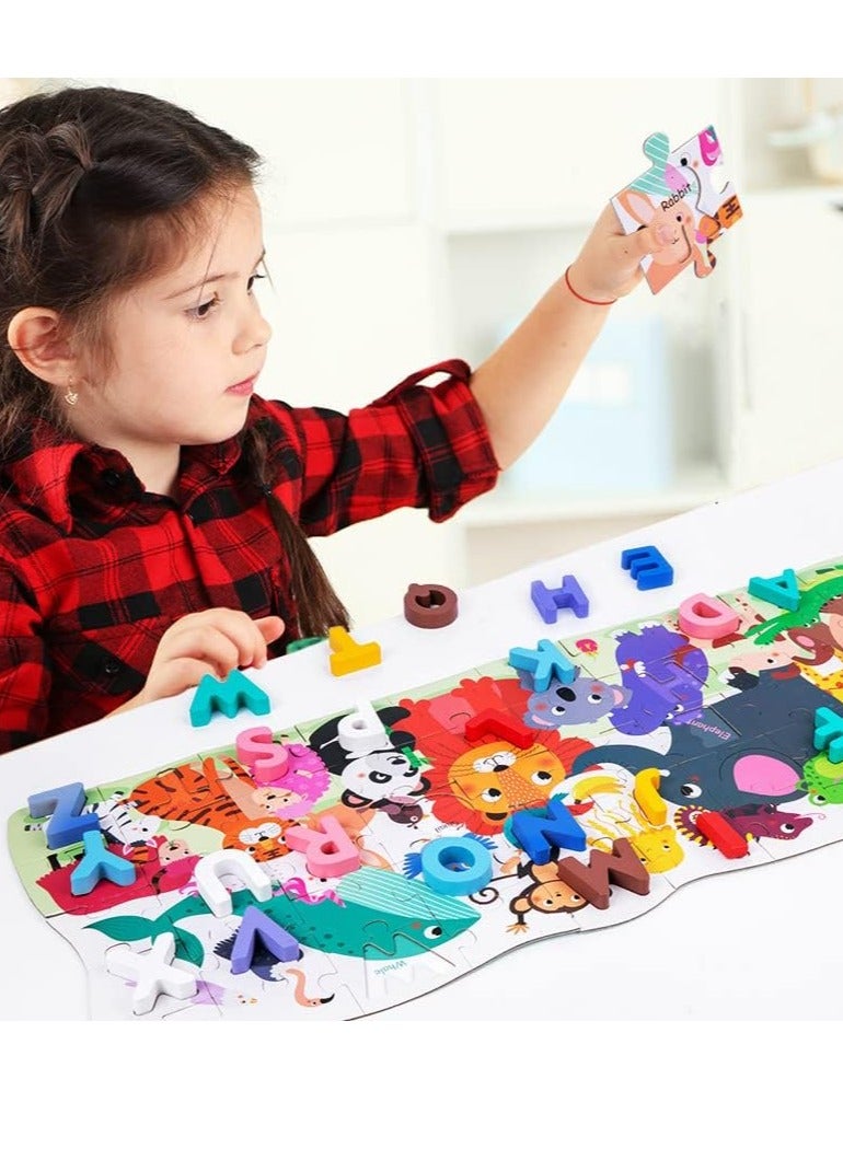 ألغاز تعليمية للأبجدية، ألغاز خشبية تعليمية للأبجدية للأطفال من عمر سنتين إلى أربع سنوات. - Image 4