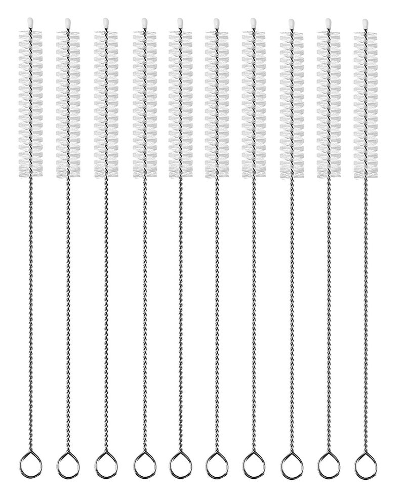 BEUICIRY Long Straw Cleaner Brush Extend 10 inch Wide 10mm diam Pipe Cleaners Long Brush for Sippy Cup Water Bottle and Tubes Drinking Straw Cleaning Brush Set 10 Pack
