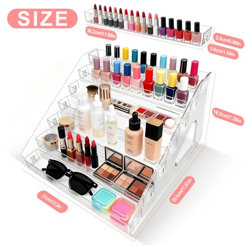 ShunChengFa Nail Polish Storage Box Makeup Organizer Cosmetics Storage Transparent Easy to Assemble 7 Layers - Image 3