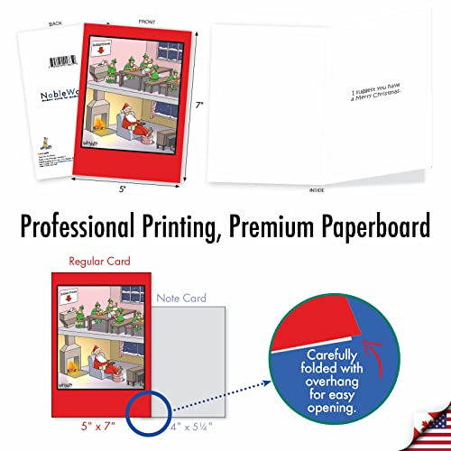 NobleWorks - Joke Christmas Card with Envelope (4.63 x 6.75 Inch) - Funny Cartoon Xmas Greeting Card for Kids, Adults - Santa Suggestion Box 1665 - Image 3