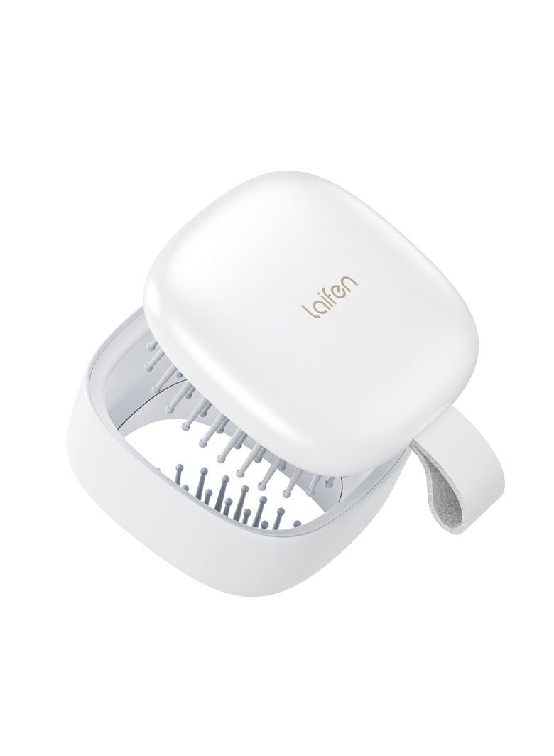 لايفن لافين مشط الهوائي المحمول مع مرآة، فرشاة فك تشابك الشعر، شعيرات ناعمة، تدليك فروة الرأس (لون فضي) - Image 3
