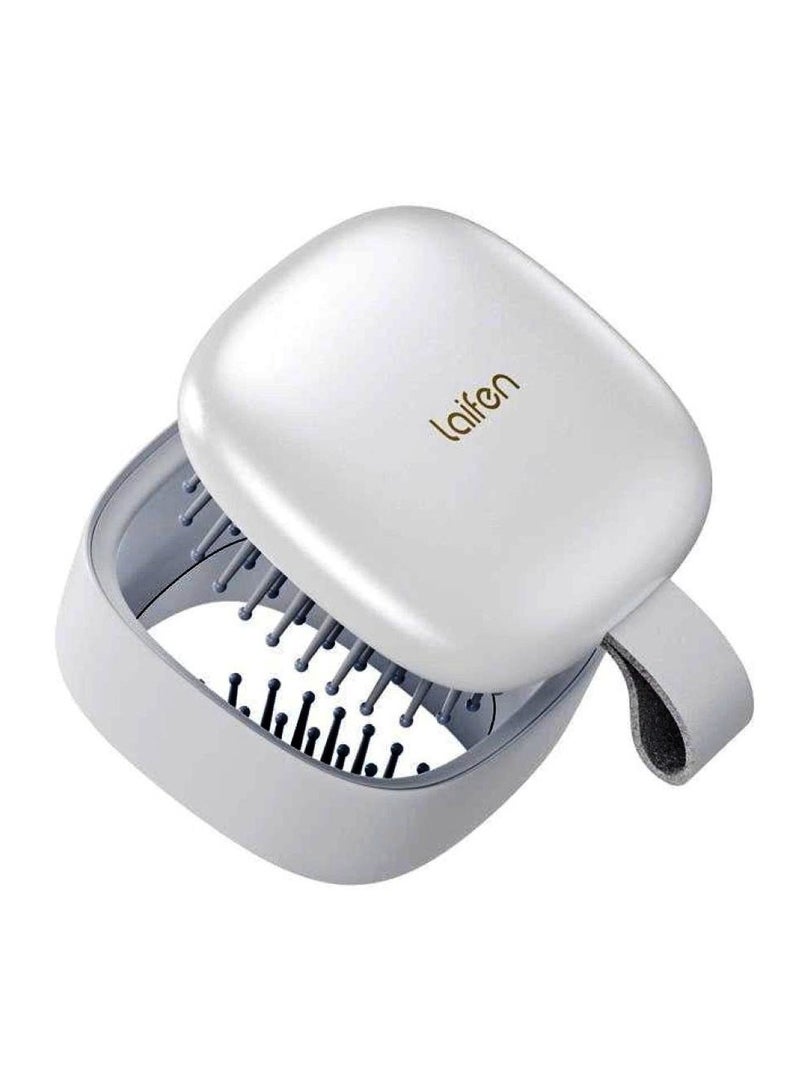 لايفن لافين مشط الهوائي المحمول مع مرآة، فرشاة فك تشابك الشعر، شعيرات ناعمة، تدليك فروة الرأس (لون فضي) - Image 1