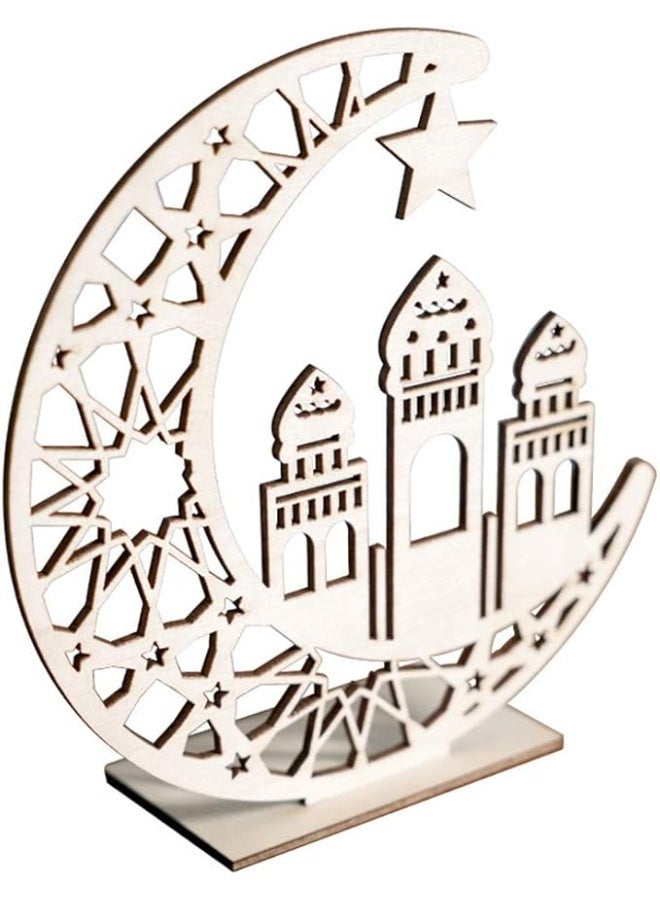 زينة شهر رمضان المبارك والعيد ضوء ليلي خشبي بشكل هلال ونجمة يمكن اضاءة شموع معه للاحتفال بشهر للمسلمين - Image 5