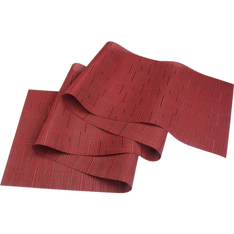 PIGCHCY Elegant Placemats with Matching Table Runner Washable Durable Placemats Crosswoven Vinyl Table mats Sets(6pcs Placemats+1pcs Table Runner Same Style Burgundy Red) - Image 4