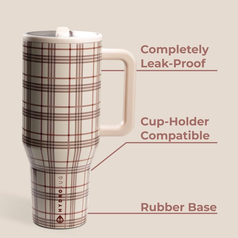 HydroJug Traveler - 32 oz Water Bottle with Handle & Flip Straw - Fits in Cup Holder, Leak Resistant Tumbler-Reusable Insulated Stainless Steel & Rubber Base - Gifts for Women & Men, Blair - Image 2