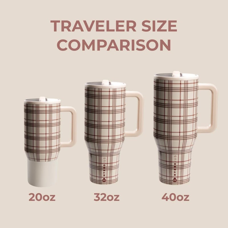 HydroJug Traveler - 32 oz Water Bottle with Handle & Flip Straw - Fits in Cup Holder, Leak Resistant Tumbler-Reusable Insulated Stainless Steel & Rubber Base - Gifts for Women & Men, Blair - Image 4
