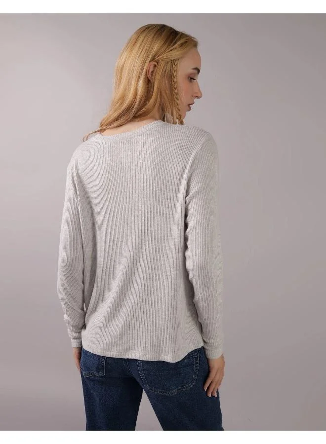 امريكان ايجل AE Plush Long-Sleeve Crew Neck T-Shirt