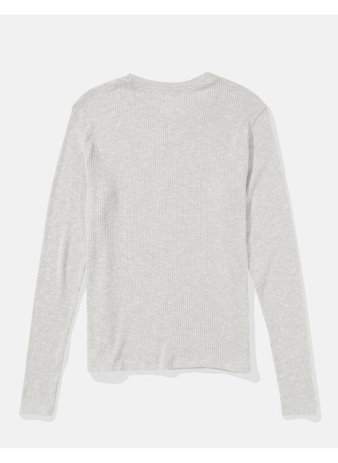 American Eagle AE Plush Long-Sleeve Crew Neck T-Shirt  - Image 4