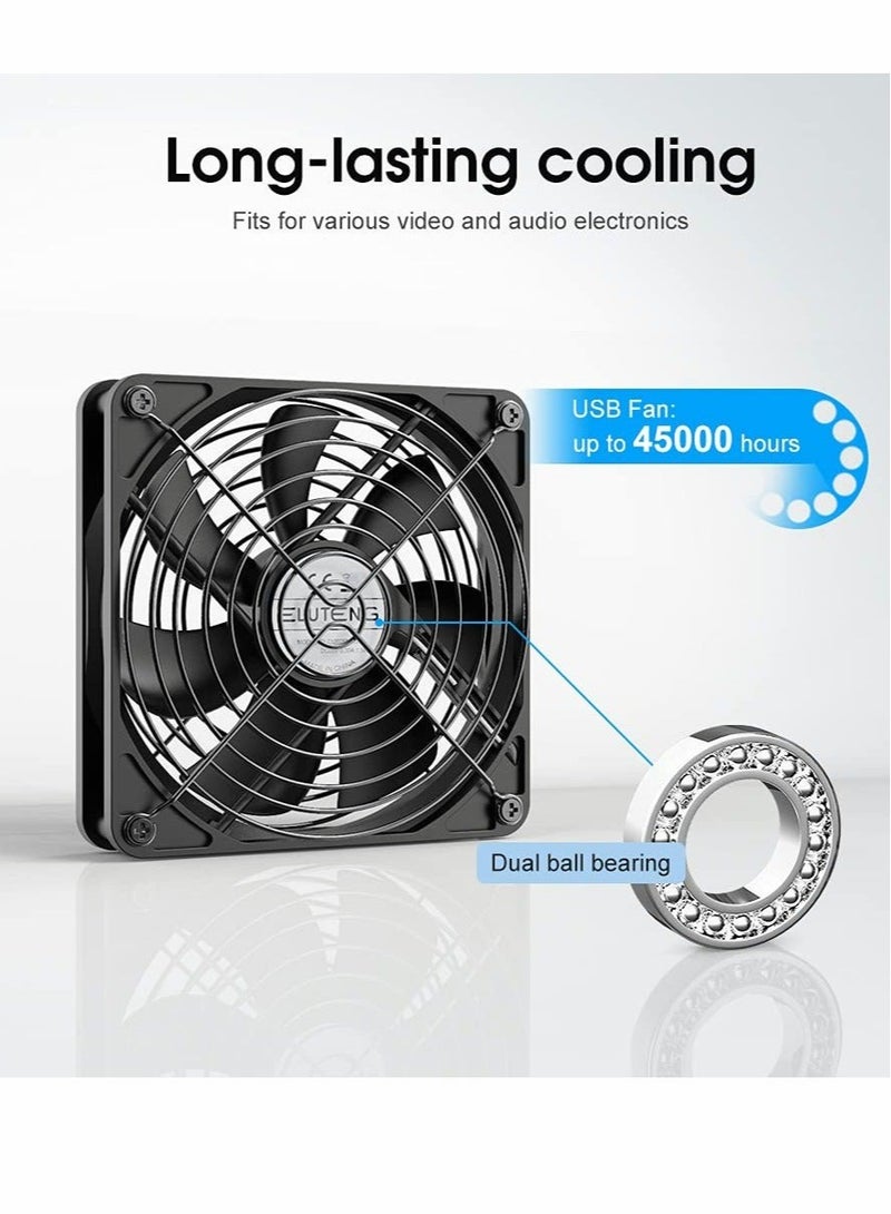 Captaintech PC Fans 120mm 5V Cooling Fan 3-Degree Speed Switch Portable Home Office Fans Metal USB Powered Cooling Fan for Laptop/TV Box/AV cabint/PS4/Router - Image 3