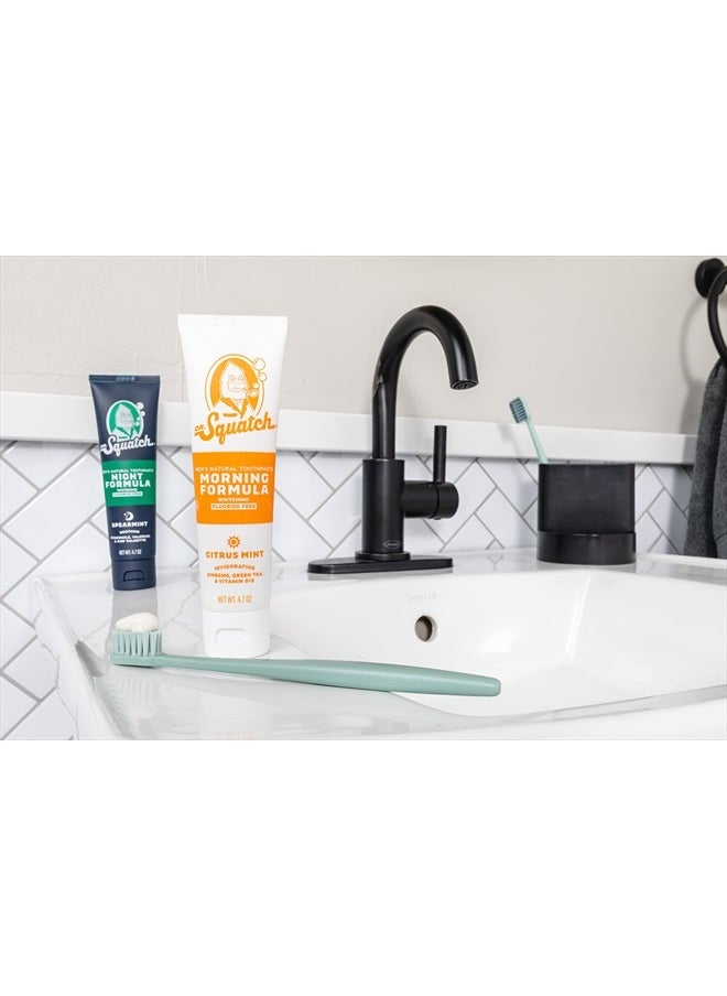 Dr. Squatch Teeth Whitening Toothpaste Kit - Day and Night Flouride Free Natural Toothpaste (1 Citrus Mint + 1 Sooth Spearmint Tooth Paste) 4.7 oz Tubes  - Image 4