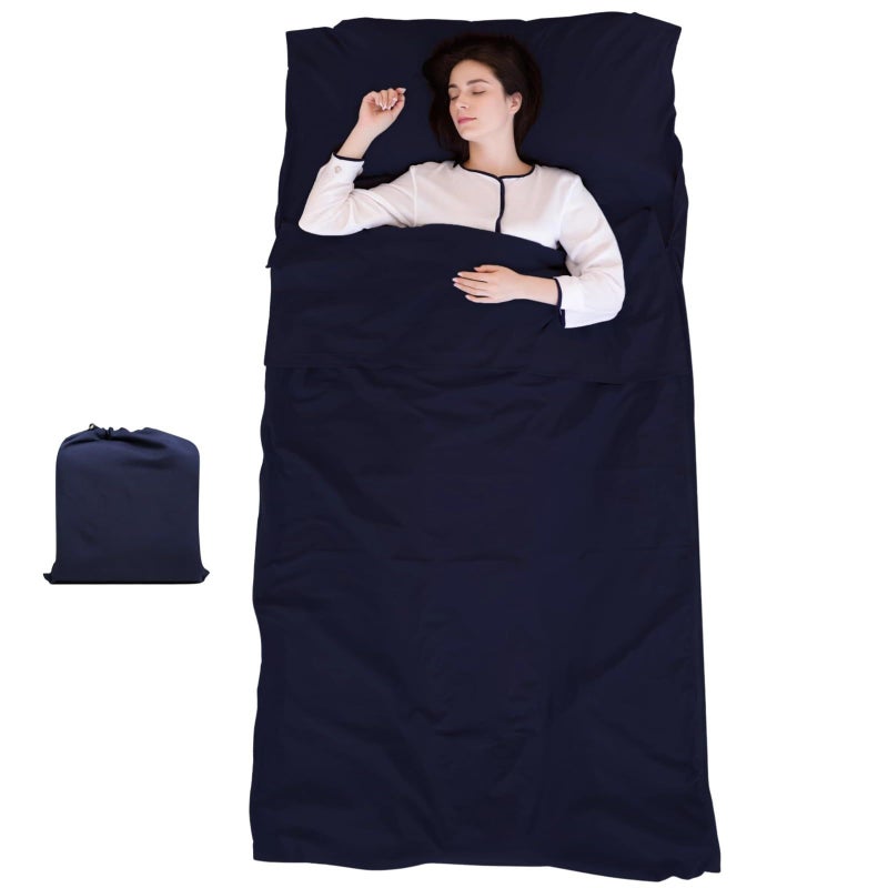 Navy Blue XL Sleeping Bag Liner 45 X 83 Inches Soft Travel Sheet For Adults - Image 2