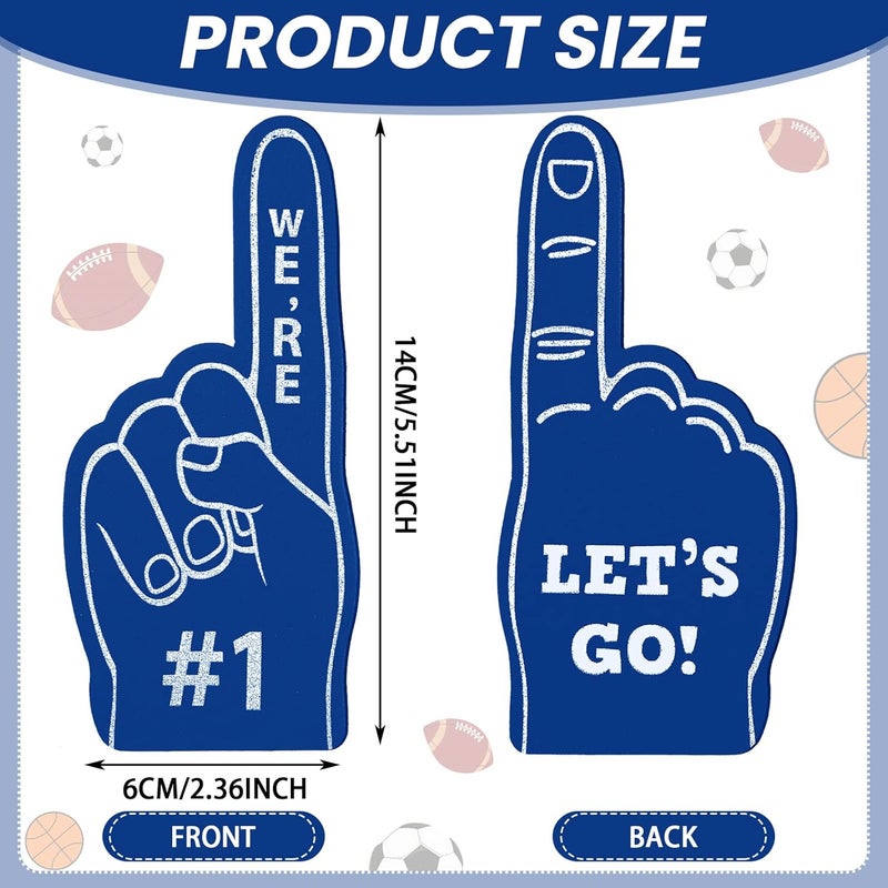 Sinmoe 36 Pcs Foam Finger Foam Hand Finger Mini Basketball Party Favors Sports Themed Birthday Supplies Football Baseball 1 Bulk Sports Party Favors for Football Soccer Team Cheerleader Blue - Image 2
