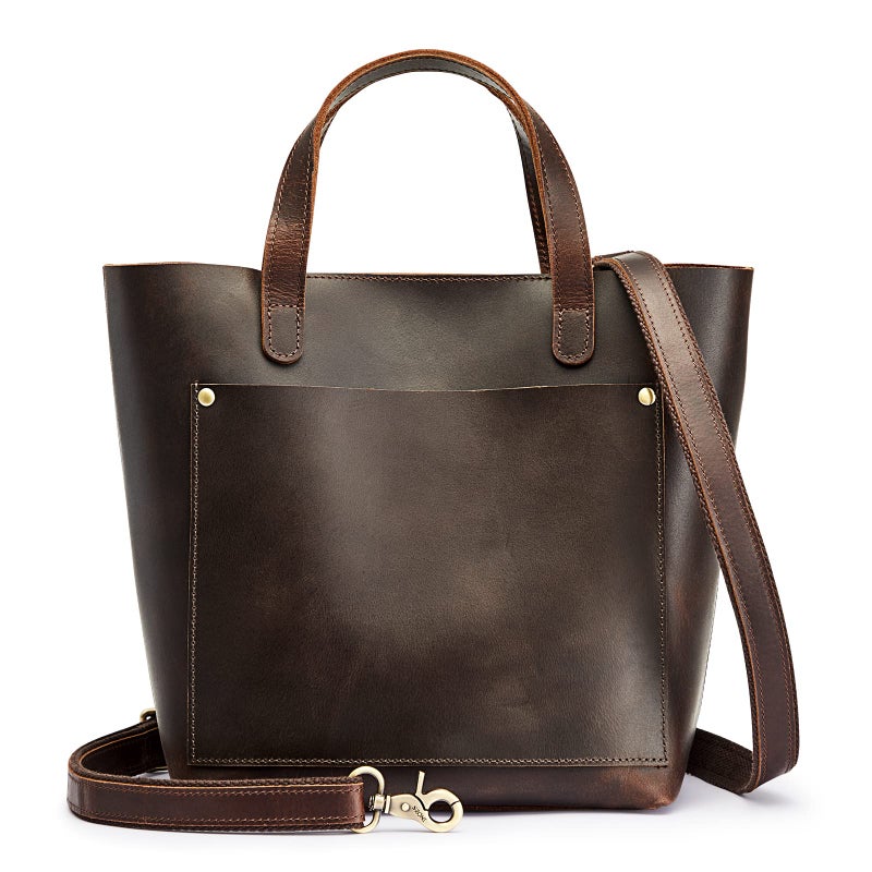 S-ZONE Leather Mini Crossbody Tote Bag Satchel Top-Handle Handbags Shoulder Purses with Inner Pouch - Image 1