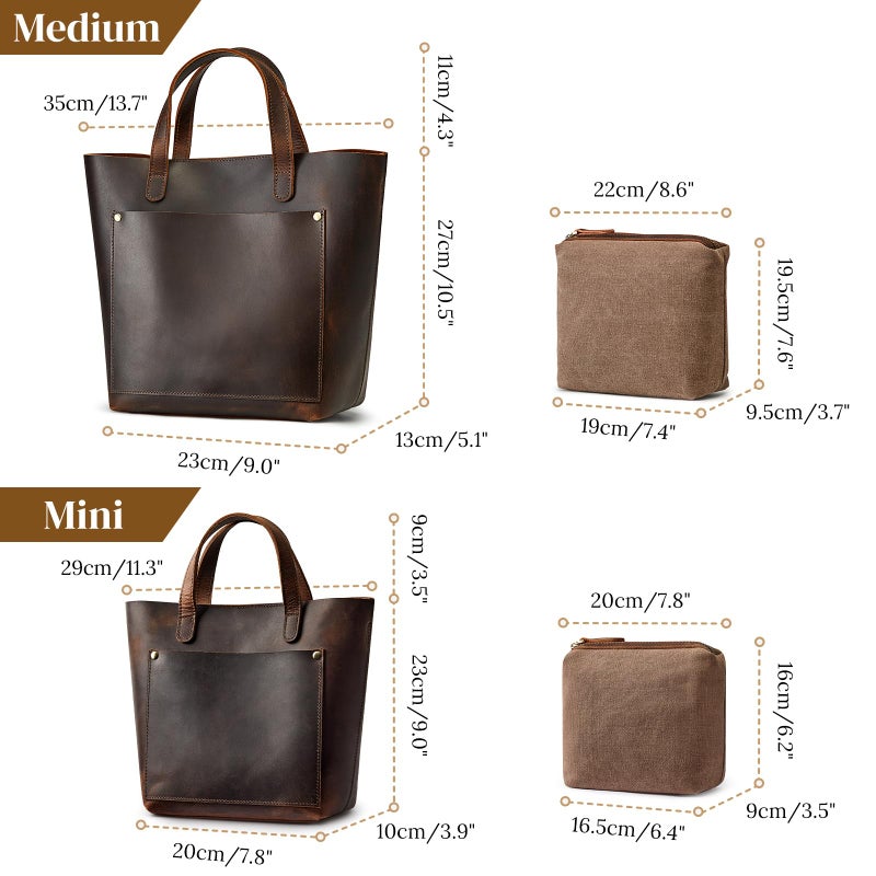 S-ZONE Leather Mini Crossbody Tote Bag Satchel Top-Handle Handbags Shoulder Purses with Inner Pouch - Image 4