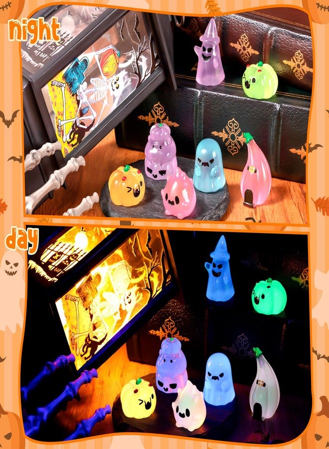 LHSYFBZ 36Pcs Halloween Mini Resin Figures, Glow in Dark Tiny Set, Small Pumpkin Skull Ghost for Party Favors Bag Fillers Garden Dollhouse Decor - Image 2