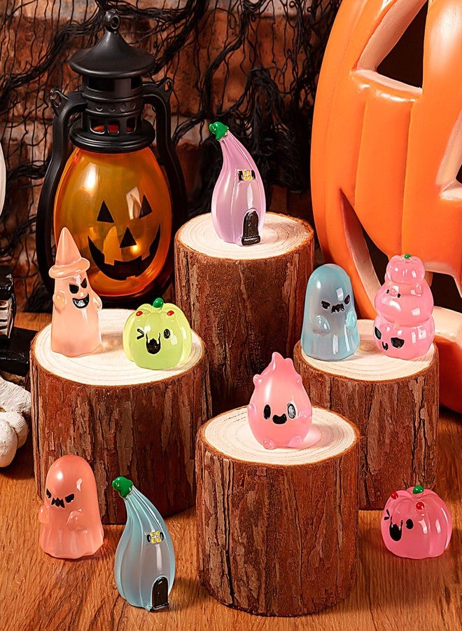LHSYFBZ 36Pcs Halloween Mini Resin Figures, Glow in Dark Tiny Set, Small Pumpkin Skull Ghost for Party Favors Bag Fillers Garden Dollhouse Decor - Image 3